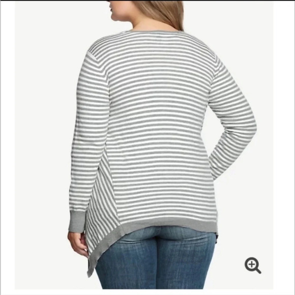 Torrid White & Gray Striped Scarf Hem Open Cardigan NWT - Picture 6 of 6